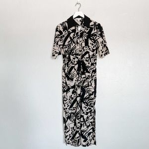 Topshop Front Zip Midi Shirtdress In Black Multi NWT size 2